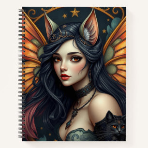 Schönes Fantasy Cat Fairy Art Notebook Notizbuch