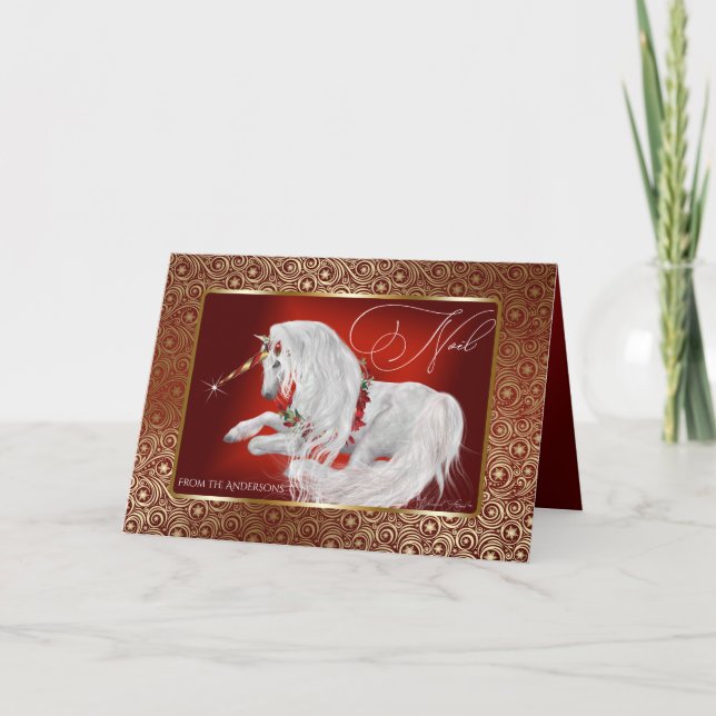 Schönes Fantasy Christmas Unicorn Weihnachten (Vorderseite)