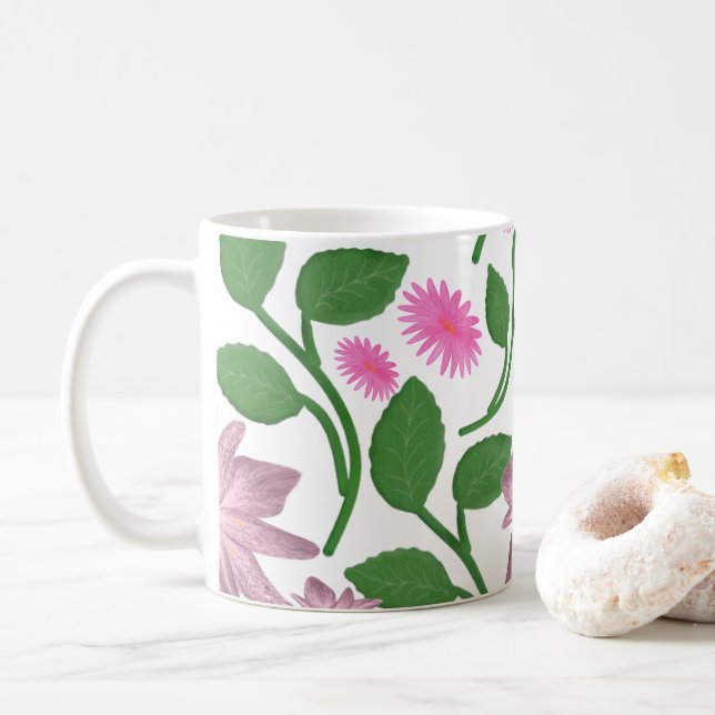 Schönes farbenfrohes Blumenmuster  Kaffeetasse (Mit Donut)