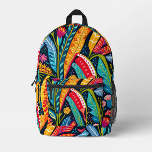 Schönes, farbenfrohes Otomi-Blumenmuster. Bedruckter Rucksack