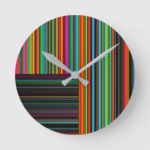 Schönes farbenprächtiges, mehrfarbiges Streifenmus Runde Wanduhr