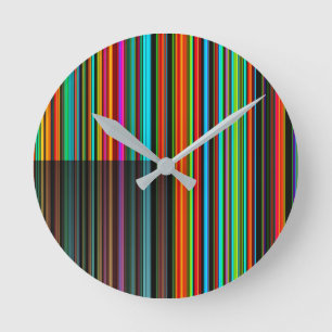 Schönes farbenprächtiges, mehrfarbiges Streifenmus Runde Wanduhr
