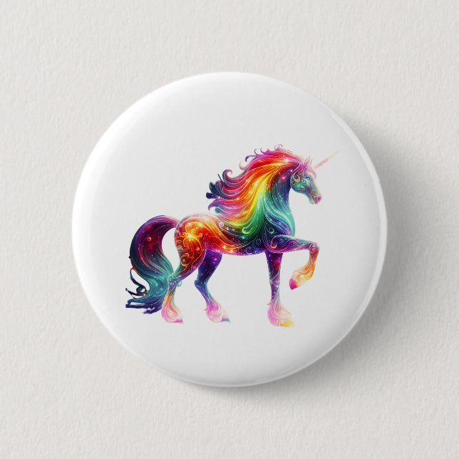 Schönes Farbige Einhorn  Button (Vorderseite)