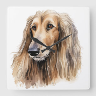 SCHÖNES, FAWANDFARBENES AFGHAN HOUND DOG QUADRATISCHE WANDUHR