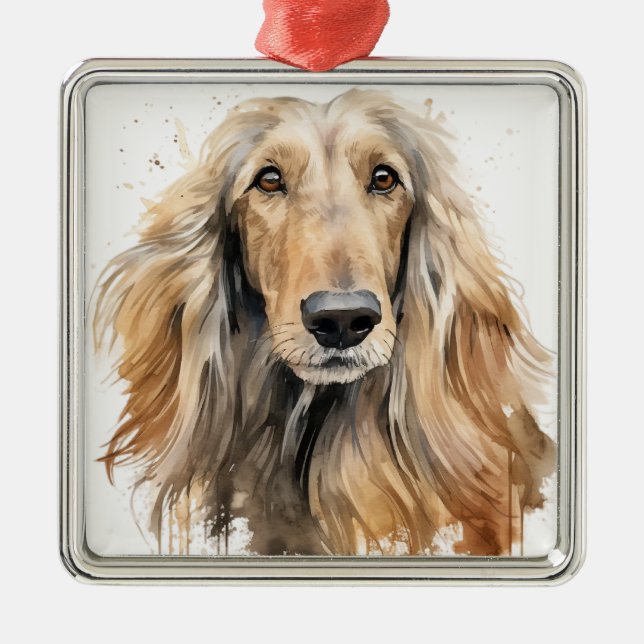 SCHÖNES FAWN AFGHAN HOUND DOG ORNAMENT AUS METALL (Vorne)