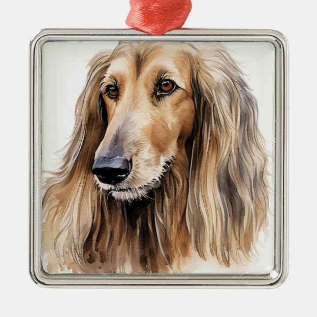 SCHÖNES FAWN AFGHAN HOUND DOG ORNAMENT AUS METALL (Vorne)