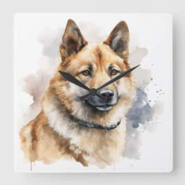 SCHÖNES FAWN & WHITE AKITA DOG QUADRATISCHE WANDUHR