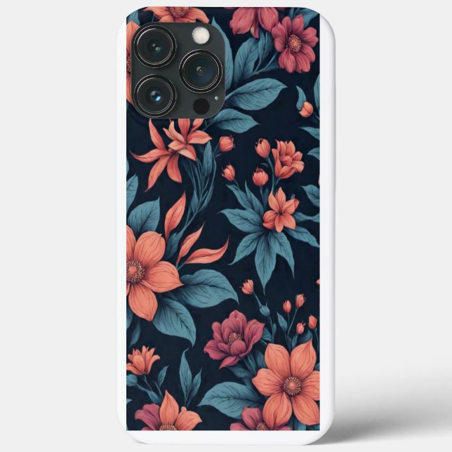 Schönes Federrosa und rotes florales Muster Kunst Case-Mate iPhone Hülle (Rückseite)