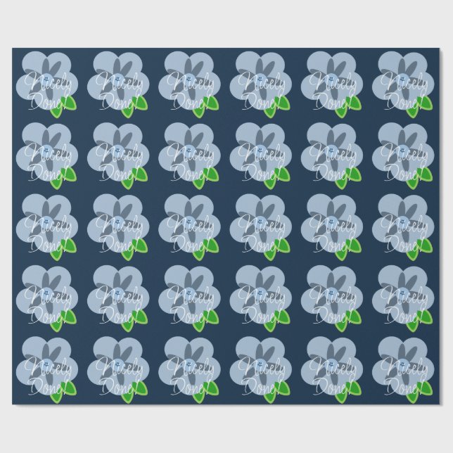 Schönes Fertiges Blue Blume Wrapping Paper Geschenkpapier (Flach)