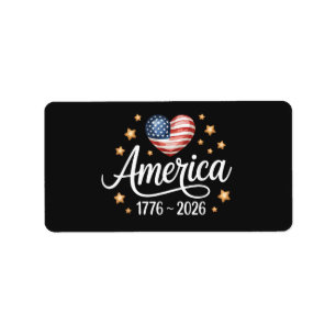 Schönes Flaggenherz 1776-2026 4. Juli 250. Adressaufkleber