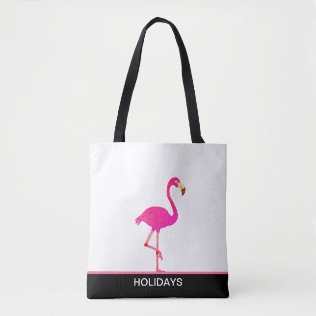 Schönes Flamingo auf Schwarz und Weiß Tasche (Vorderseite)
