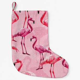 Schönes Flamingo Bird Pink Nahtloses Muster illu Kleiner Weihnachtsstrumpf