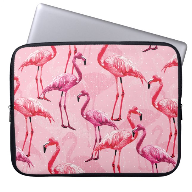 Schönes Flamingo Bird Pink Nahtloses Muster illu Laptopschutzhülle (Vorderseite)