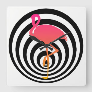 Schönes Flamingo in Kreisen Quadratische Wanduhr