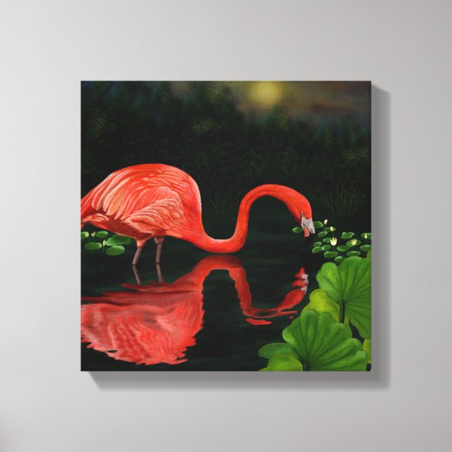 Schönes Flamingo in Pond Wrapped Canvas Leinwanddruck (Vorderseite)