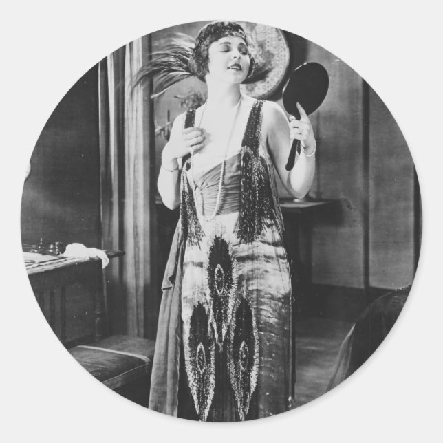 Schönes Flapper Dress der 1920er Jahre Runder Aufkleber (Vorderseite)