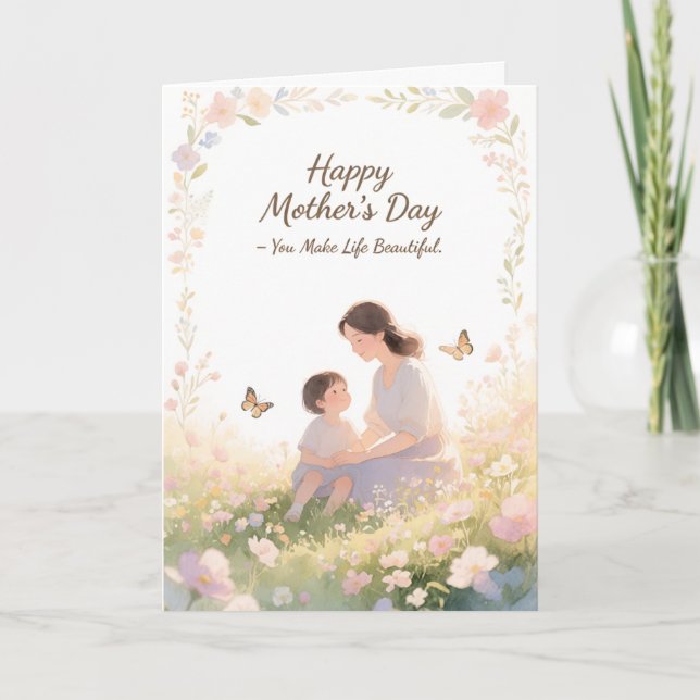 Schönes florales Frohes Muttertag Karte (Vorderseite)