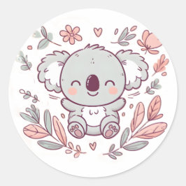 Schönes, florales Koala Design für Tierfreunde Runder Aufkleber