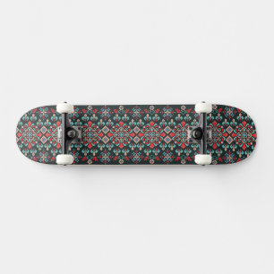 Schönes florales Kreuzstich-Stickmuster Skateboard