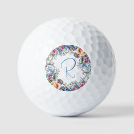 Schönes, florales Mit Monogramm Golfball