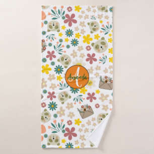 Schönes florales Monogramm mädchenweißlich Badehandtuch