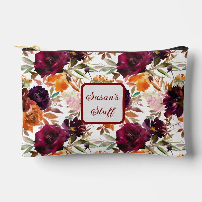 Schönes, florales Personalisiert Zubehörtasche (Vorderseite)