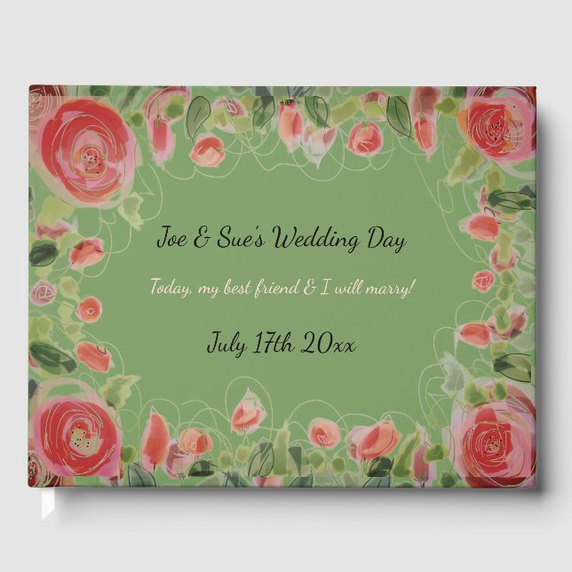 Schönes Flower Wedding Guest Book Gästebuch (Vorderseite)