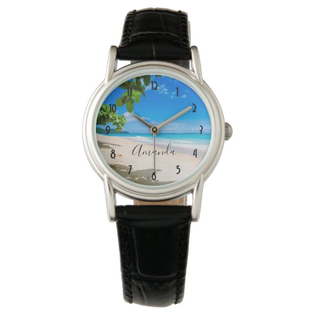 Schönes Foto an einem sonnigen tropischen Strand Armbanduhr (Vorderseite)