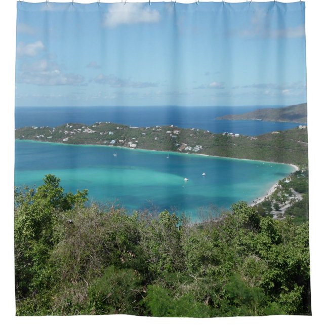 Schönes Foto des Tropical Caribbean Beach Paradise Duschvorhang (Vorderseite)