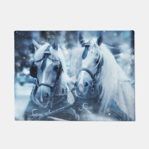 Schönes Foto für Pferde im Winter Fußmatte