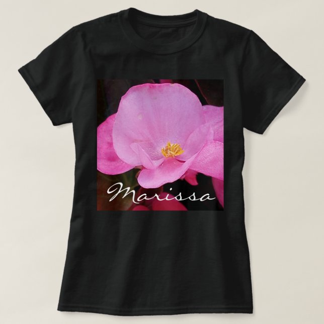 Schönes Foto rosa Blume Name Schwarz hinzufügen T-Shirt (Design vorne)