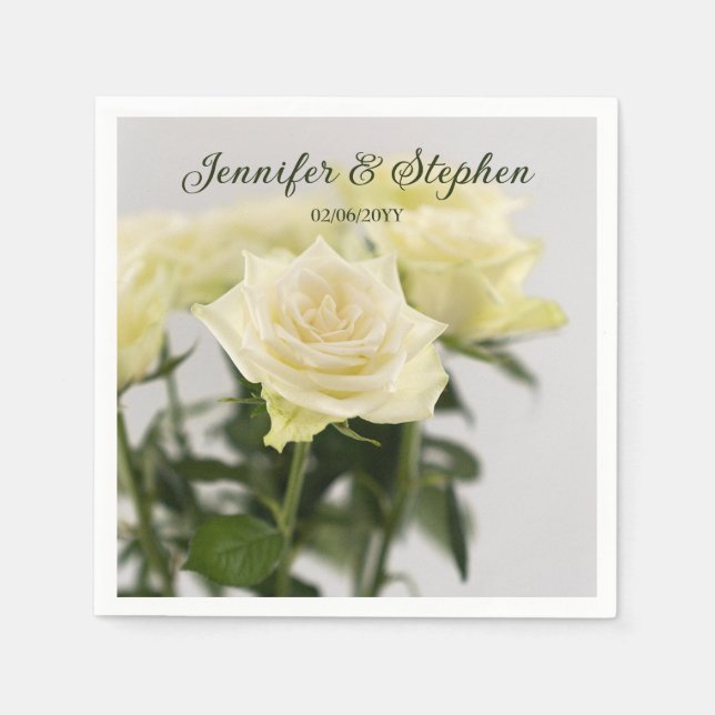 Schönes Foto von Blume Hochzeit in Weiß Serviette (Vorderseite)