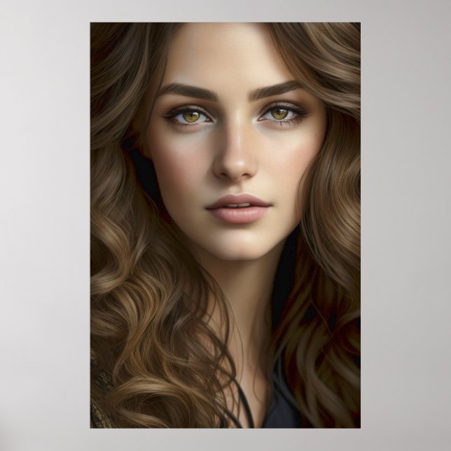 Schönes fotorealistisches Frauenportrait AI Genera Poster (Vorne)