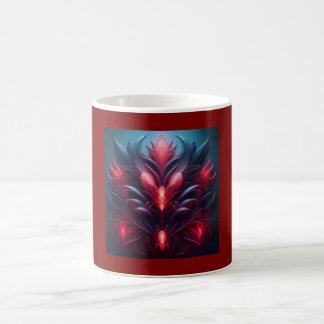 Schönes Fraktal in Rot und Blau mit einem Blumenst Kaffeetasse