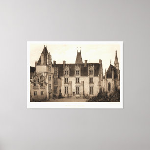 Schönes französisches Chateau in den Sepia-Töne Leinwanddruck