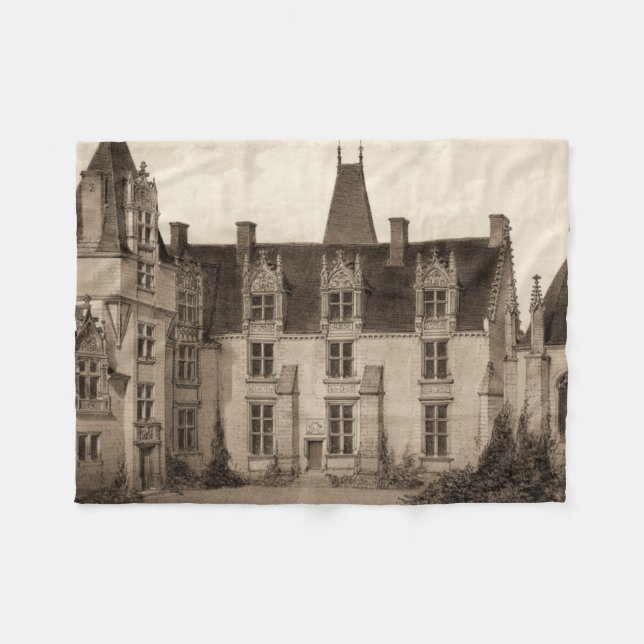 Schönes französisches Schloss in Sepia Tones Fleecedecke (Vorderseite (Horizontal))