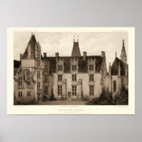 Schönes französisches Schloss in Sepia Tones