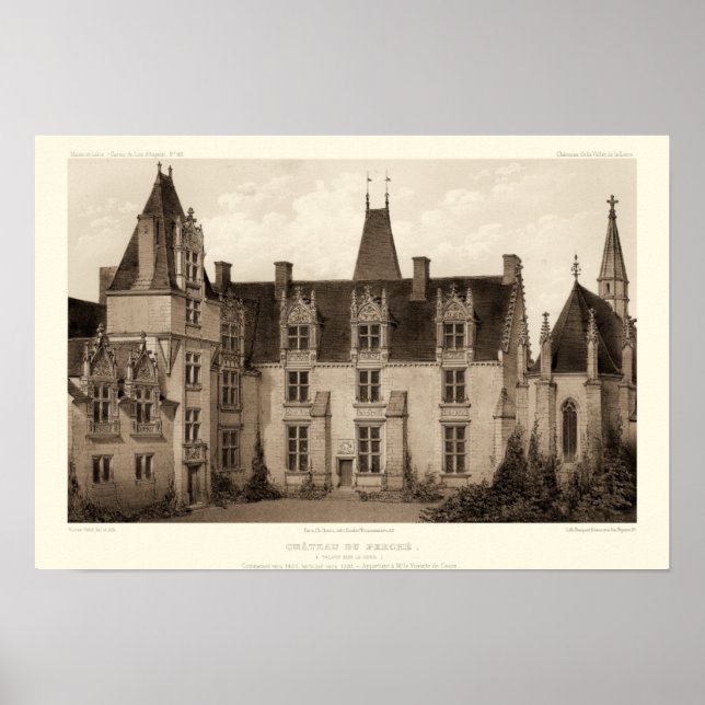 Schönes französisches Schloss in Sepia Tones Poster (Vorne)
