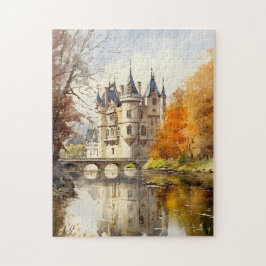 Schönes französisches Schloss Wasserfarbenrätsel
