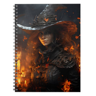 Schönes FrauenHalloween Spooky Hexenportrait Notizblock