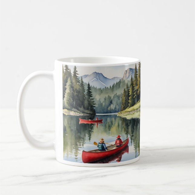 Schönes Friedlicher See Red Canoe Boat Kaffeetasse (Links)