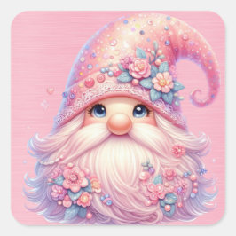 Schönes Funkelnd Rosa Gnome Quadratischer Aufkleber