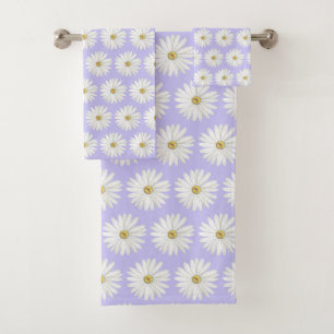Schönes Gänseblümchen-Blumenmuster auf hellblauem Badhandtuch Set