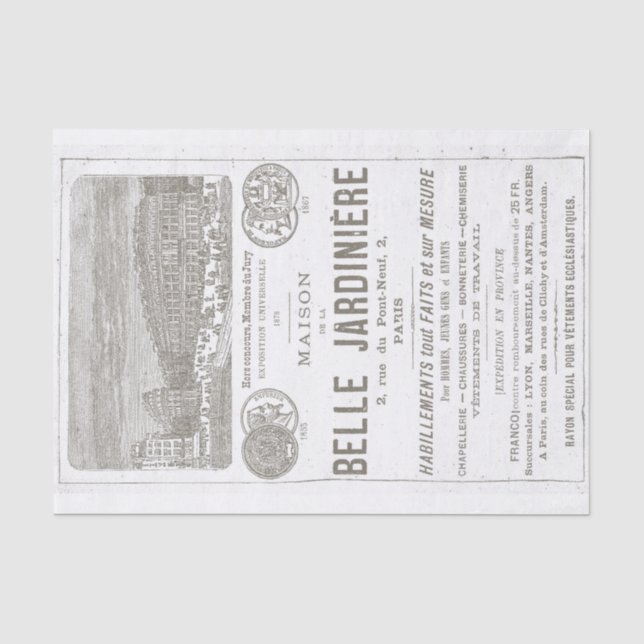 Schönes Gartenhaus Paris 1888 Seidenpapier (Vorderseite)