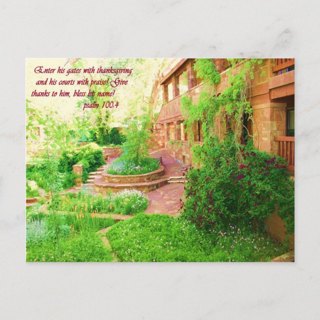 Schönes Gartenparadies Foto mit Bibelverse Postkarte (Vorderseite)