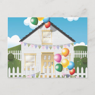 Schönes Geburtstagshaus mit Baloons Postkarte