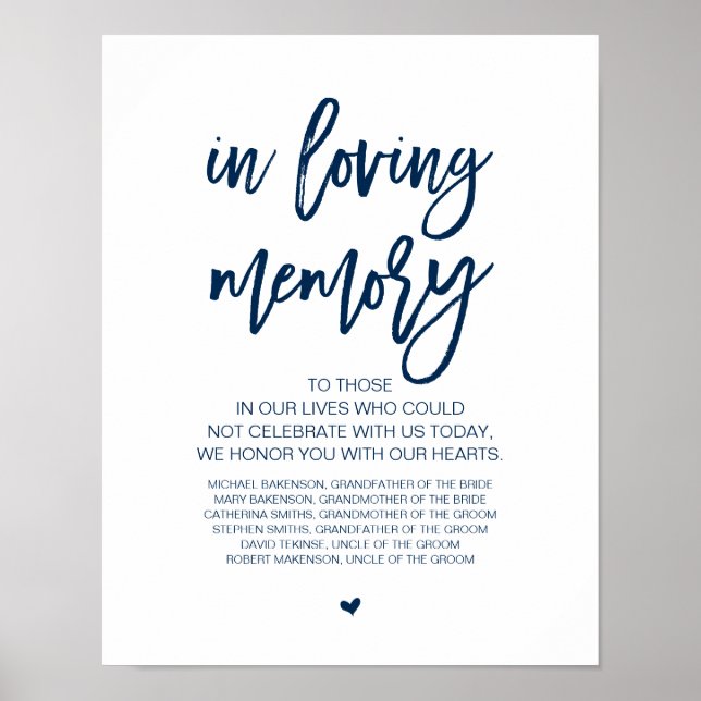 Schönes Gedächtnis, Navy Blue Gedenkstätte Poster (Vorne)