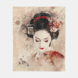 Schönes Geisha Portrait Fleecedecke
