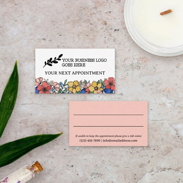 Schönes gelbes blaues Korallen-Blumenlogo Terminkarte (Von Creator hochgeladen)