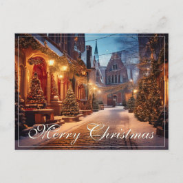Schönes, gemütliches Weihnachtsmotiv in einer trau Feiertagspostkarte
